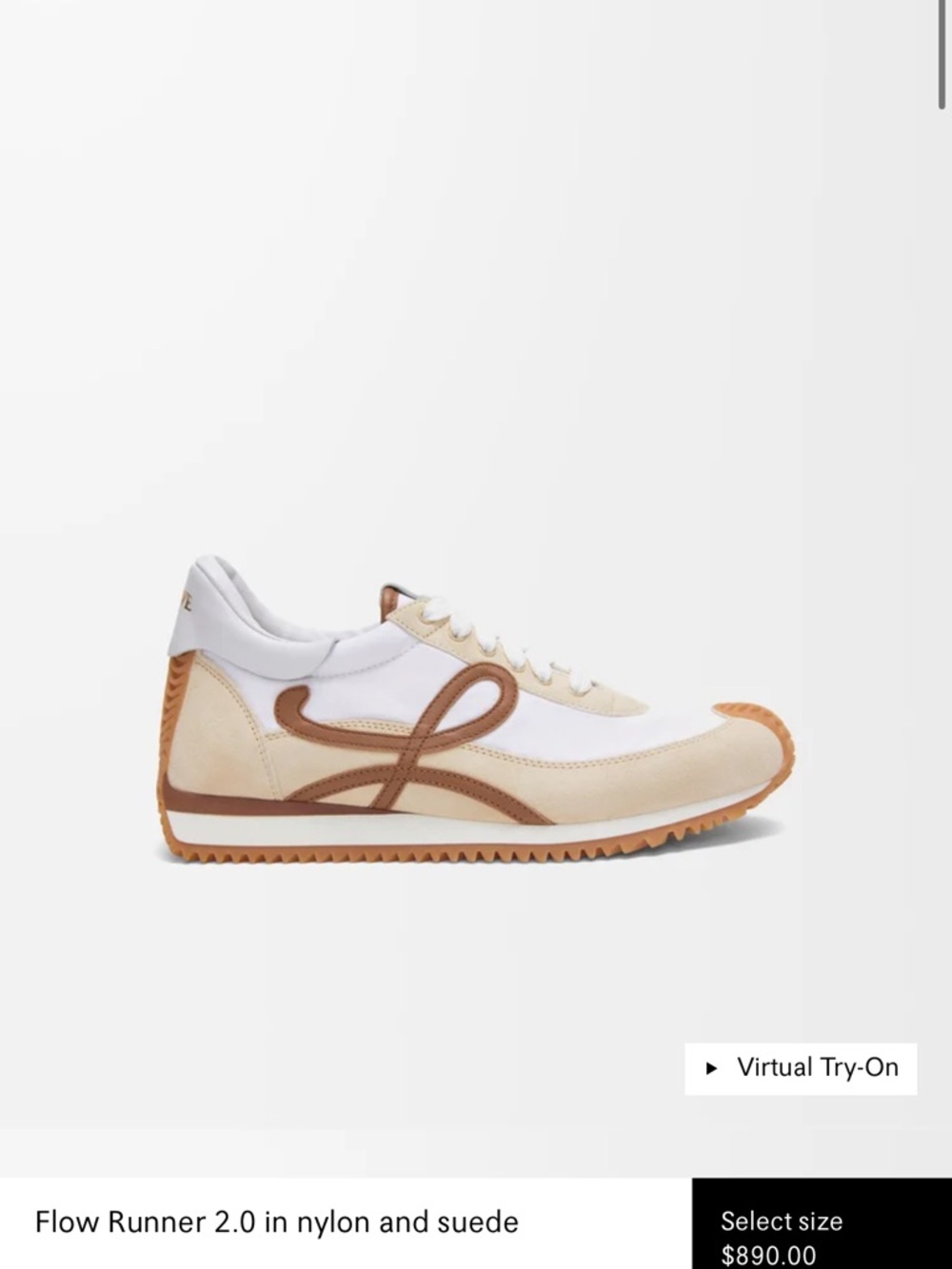 Loewe White Leather Sneaker with Tan Insole Accent
